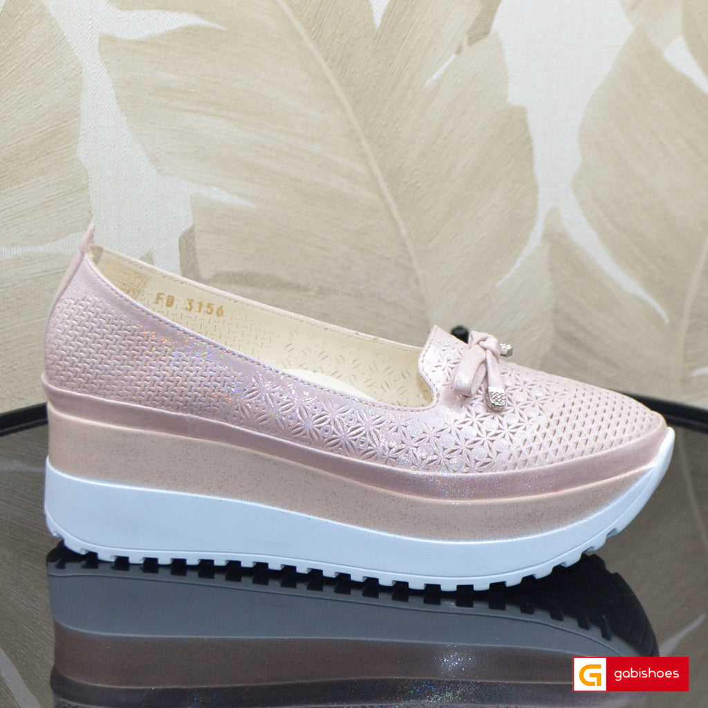 Pantofi Sport Piele Naturala Pudra Neon Gabinna 3156-11