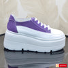 Pantofi Sport Piele Naturala Intoarsa Violet cu Alb Lorena 3743-24