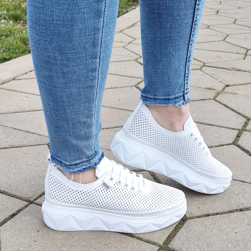 Pantofi Sport Piele Naturala Alba Gabinna 212-612