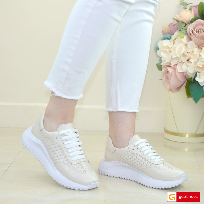 Pantofi Sport Piele Naturala Bej Gabinna 3849-1