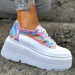 Pantofi Sport Piele Naturala Alb cu Multicolor Lorena 3730-11