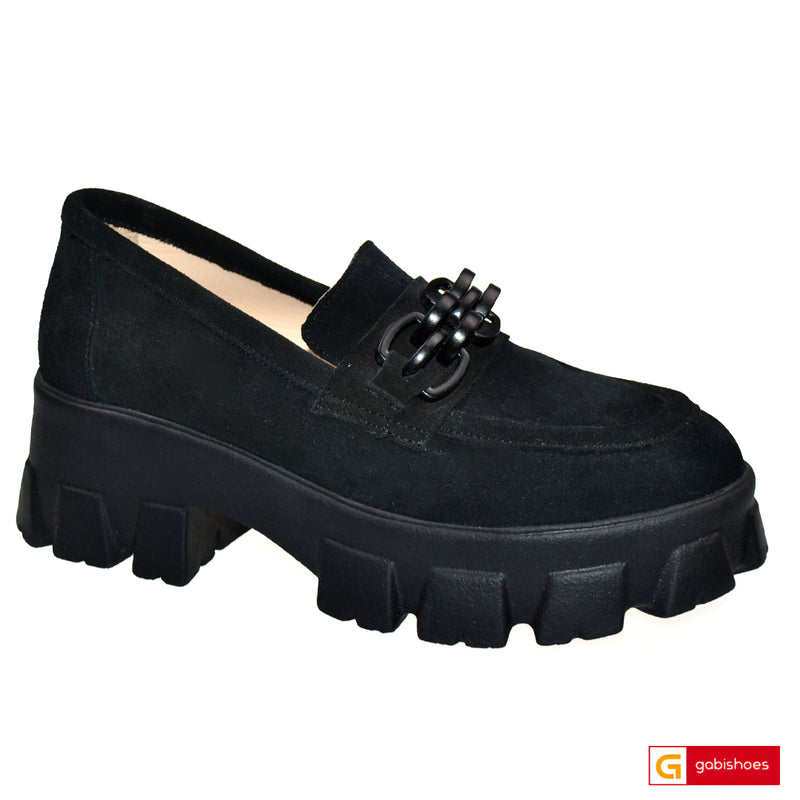 Pantofi Dama Piele Naturala Intoarsa Neagra Lorena 3472-2