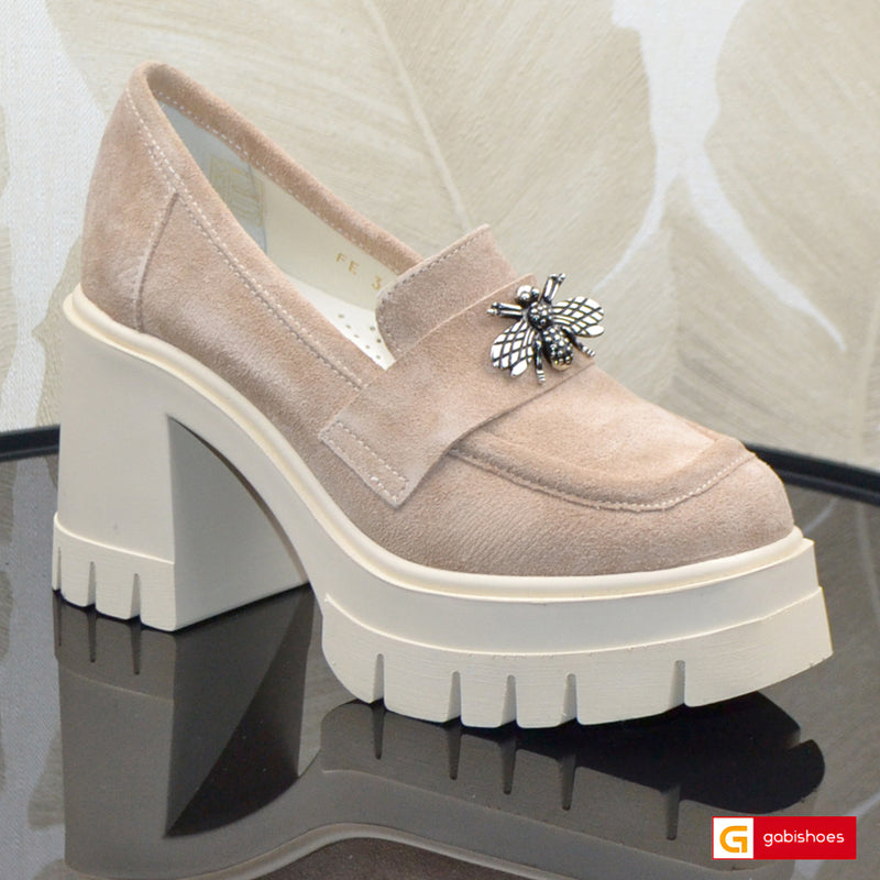 Pantofi Dama Piele Naturala Intoarsa Taupe Vittoria 3690-6
