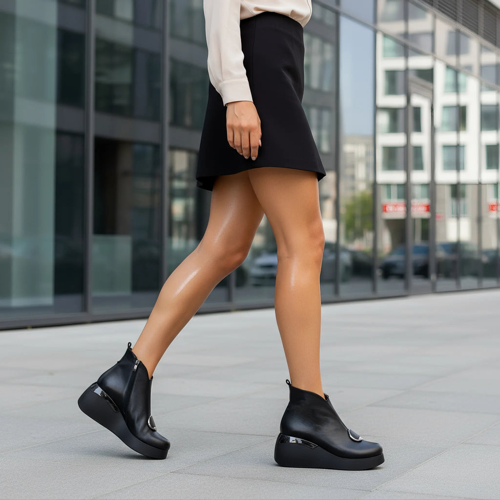 Ghete Piele Naturala Neagra Gabina 1588
