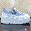 Pantofi Sport Piele Naturala Alb cu Blue Lorena 4064-2