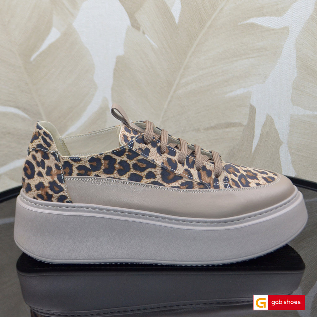 Pantofi Sport Piele Naturala Taupe Gabinna 4038-1