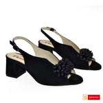 Sandale Office Dama Piele Naturala Intoarsa Neagra Lorena 4081-1