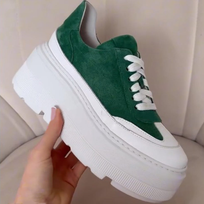 Pantofi Sport Piele Naturala Alb cu Verde Lorena 4064-27 NEW