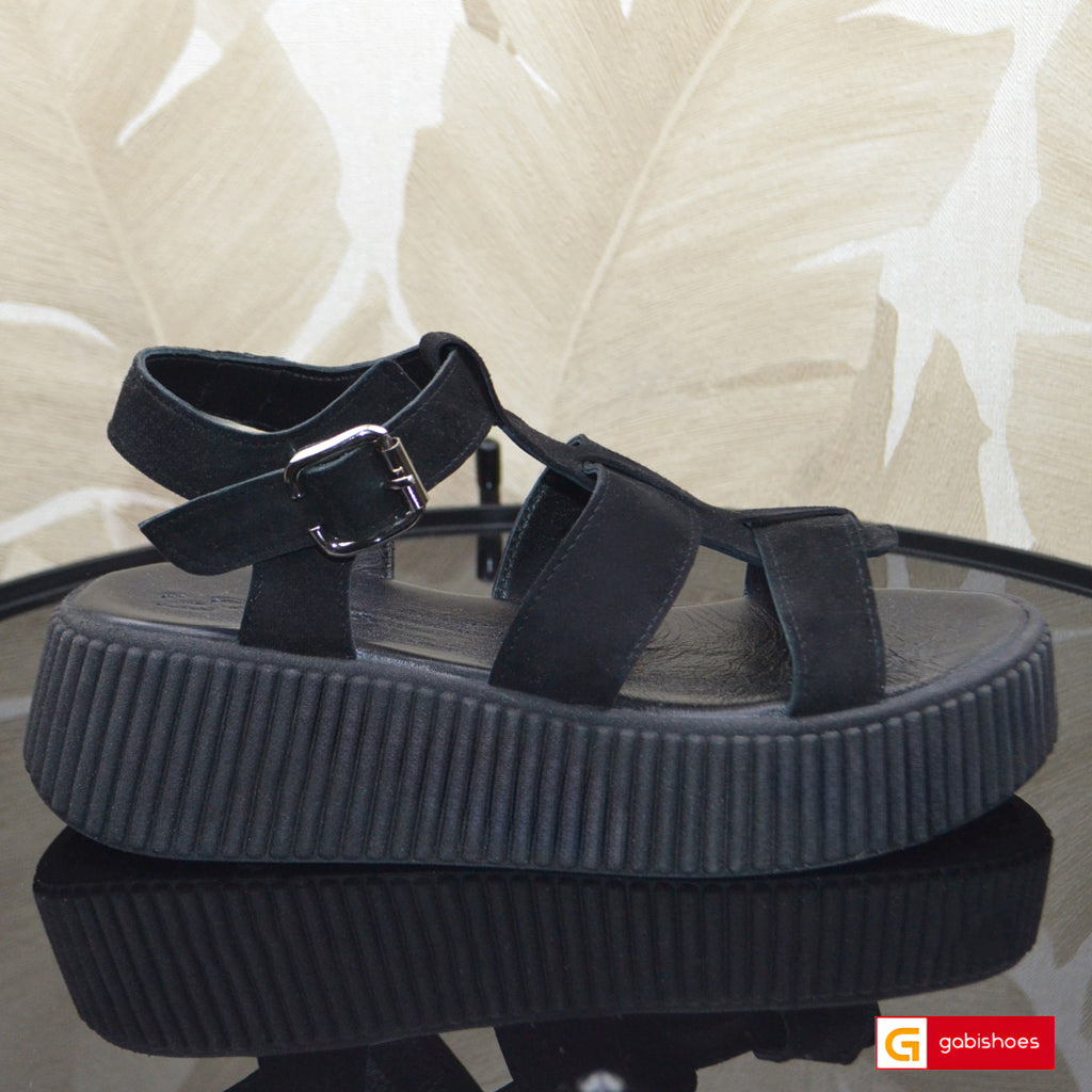 Sandale Piele Naturala Intoarsa Neagra Lorena 3919-3