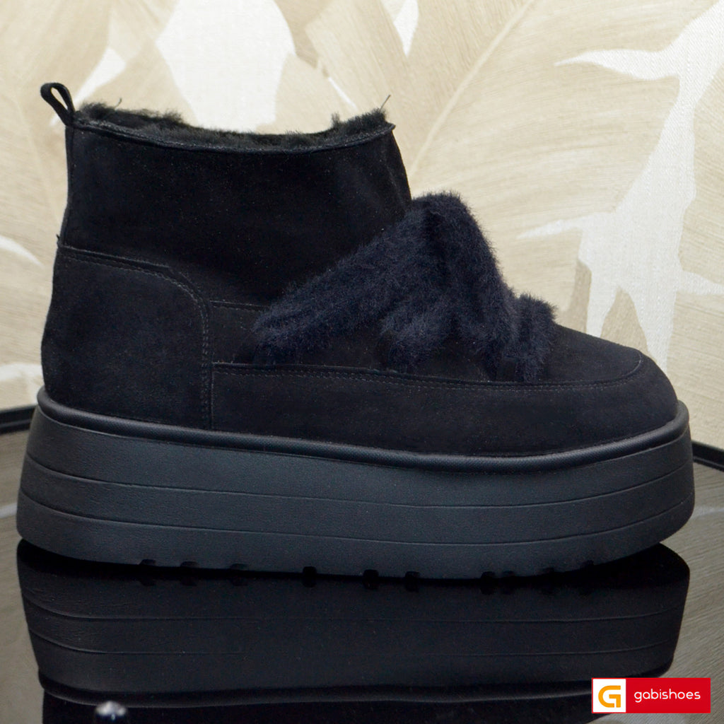 Ghete Dama Piele Naturala Intoarsa Neagra Lorena 4031-1