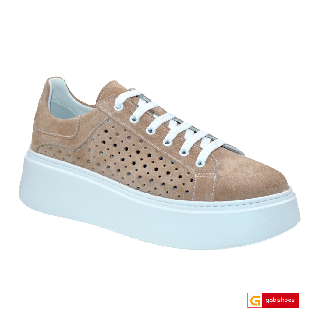 Pantofi Sport Piele Naturala Intoarsa Taupe Lorena 3748-10