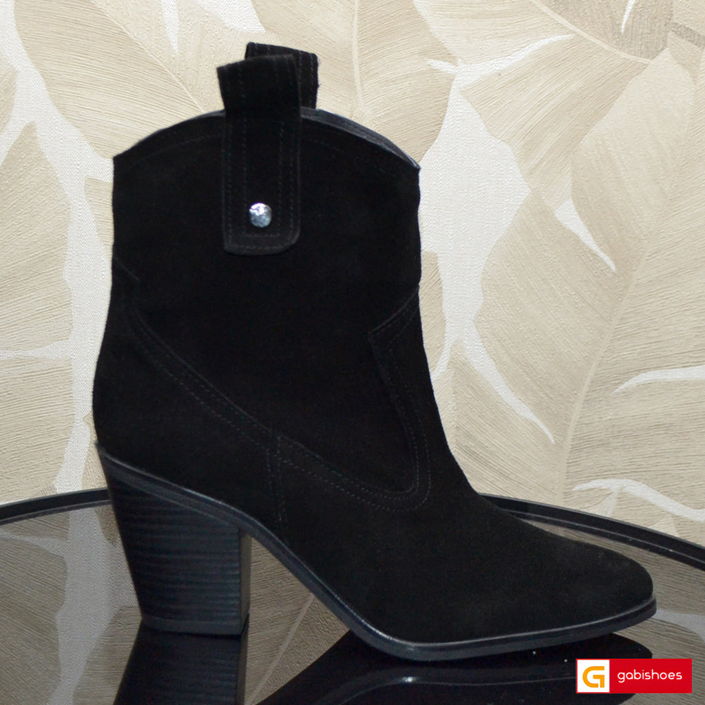 Ghete Dama Piele Naturala Intoarsa Neagra Sandy 4113-7