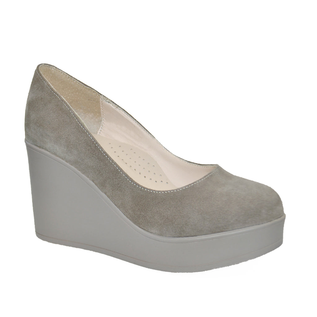 Pantofi Dama Piele Naturala Intoarsa Taupe Sandy 1422-15