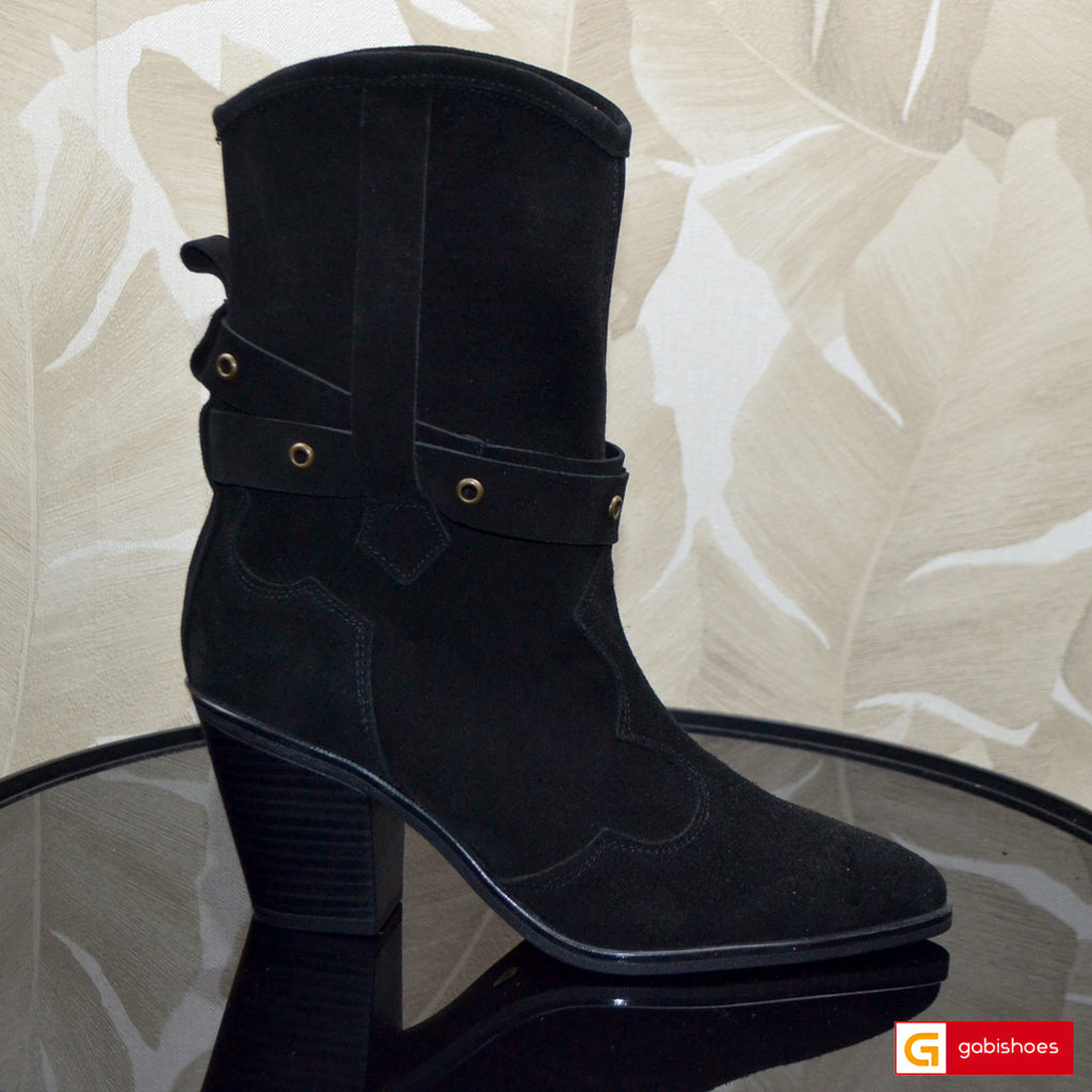 Ghete Dama Piele Naturala Intoarsa Neagra Sandy 4112-2