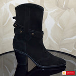 Ghete Dama Piele Naturala Intoarsa Neagra Sandy 4112-2