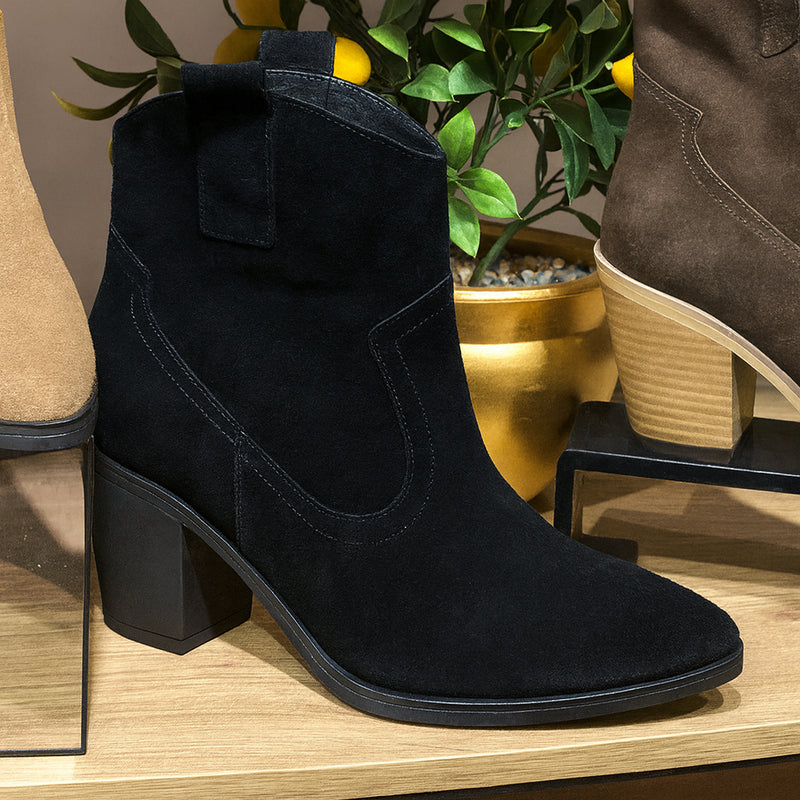 Ghete Dama Piele Naturala Intoarsa Neagra Sandy 4113-2