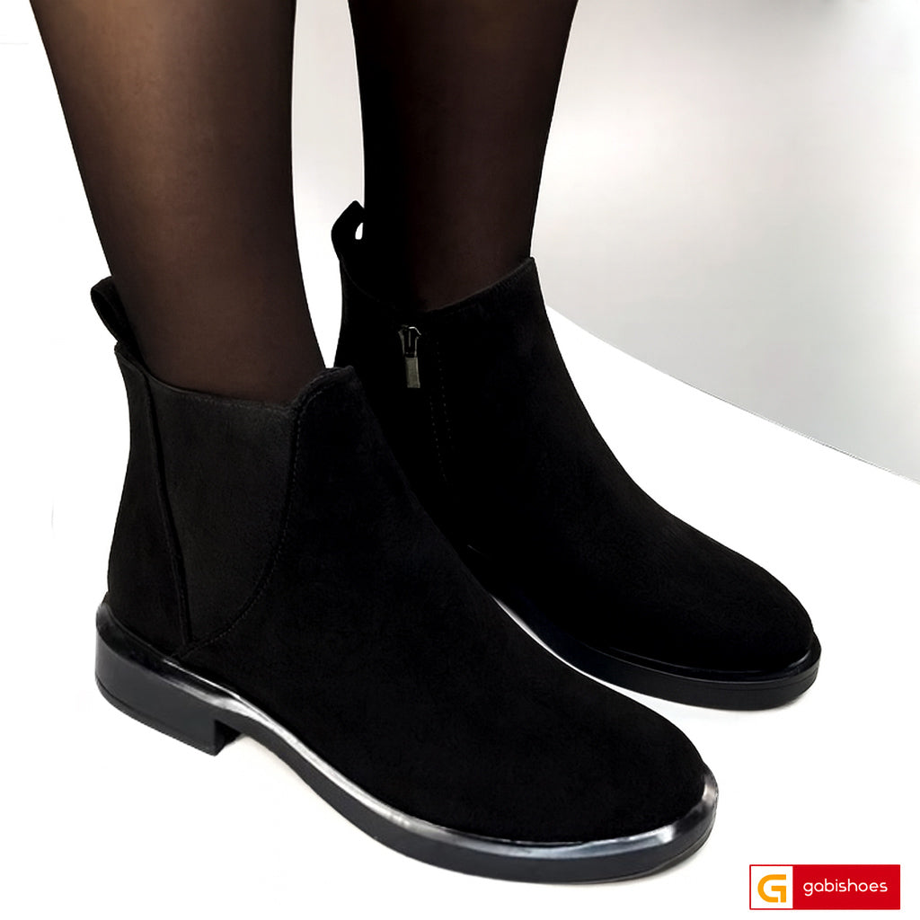 Ghete Dama Piele Naturala Neagra Lorena 9050-2026