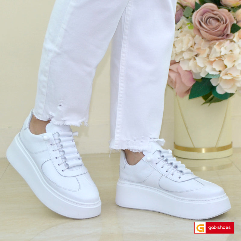 Pantofi Sport Piele Naturala Alba Lorena 4083-1