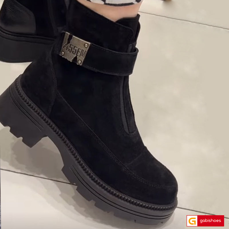 Ghete Dama Piele Naturala Neagra Lorena 9000-2026