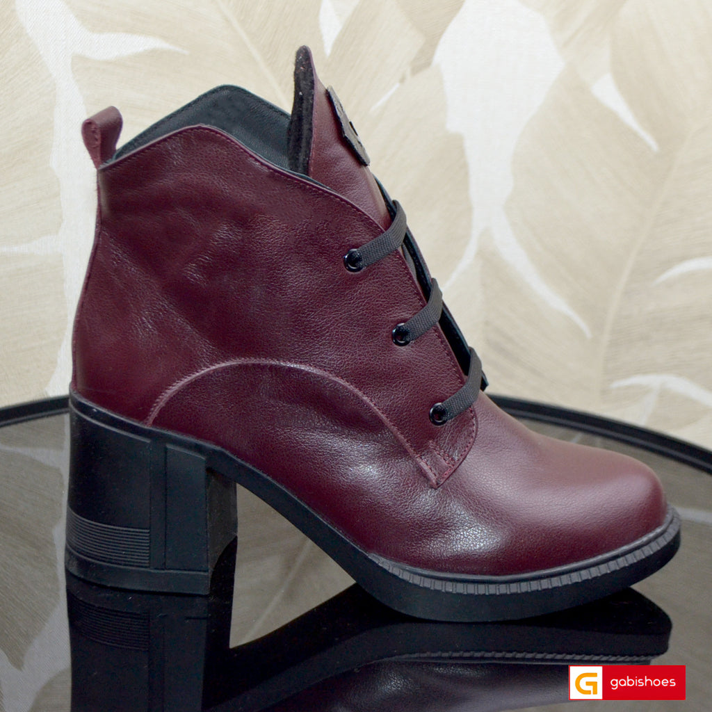 Ghete Dama Piele Naturala Bordo Lorena 3547-6