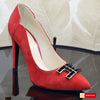 Pantofi Office Dama Piele Naturala Intoarsa Rosie Lorena 4043-2