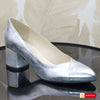 Pantofi Office Dama Piele Naturala Argintie Stefy 3674-3