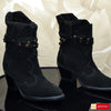 Ghete Dama Piele Naturala Intoarsa Neagra Sandy 3656-19