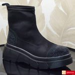 Ghete Dama Streach Piele Naturala si Strchi Negru Gabinna 4109-2