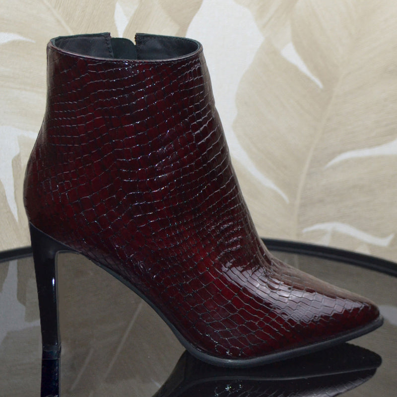 Ghete Office Dama Piele Naturala Lacuita Bordo Lorena 4059-10 TS