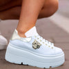 Pantofi Sport Dama Piele Naturala Alb cu Auriu Lorena 3966-1