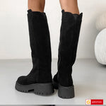 Bocanci Dama Piele Naturala Intoarsa Neagra Gabinna 4131-2