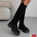 Bocanci Dama Piele Naturala Intoarsa Neagra Gabinna 4131-2