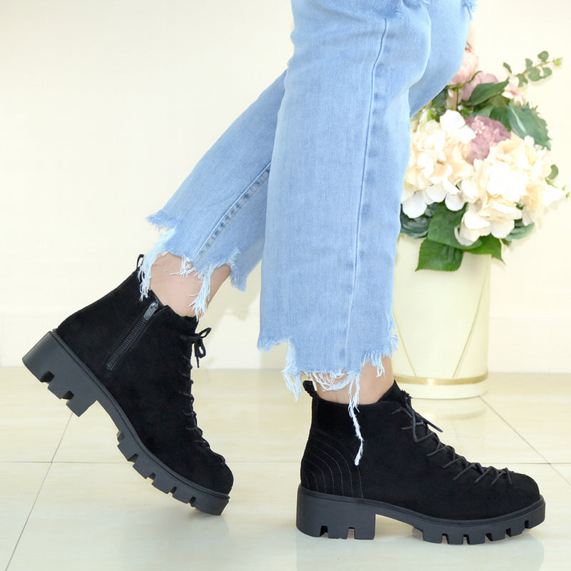 Ghete Casual Dama Piele Naturala Intaorsa Neagra Lorena 768-7