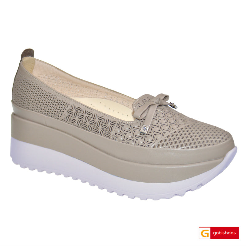 Pantofi Sport Piele Naturala Taupe Gabinna 3157-4