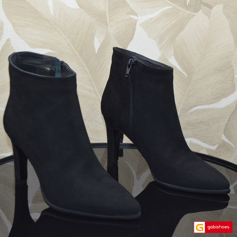 Ghete Office Dama Piele Naturala Intoarsa Neagra Lorena 4059-1