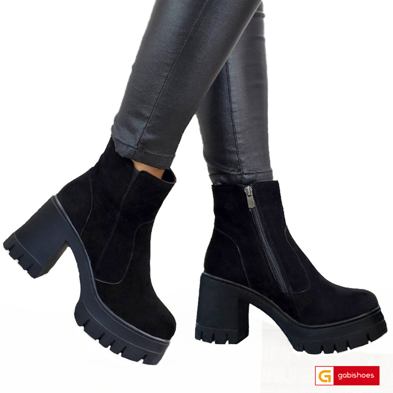 Ghete Dama Piele Naturala Intoarsa Neagra Lorena 7000