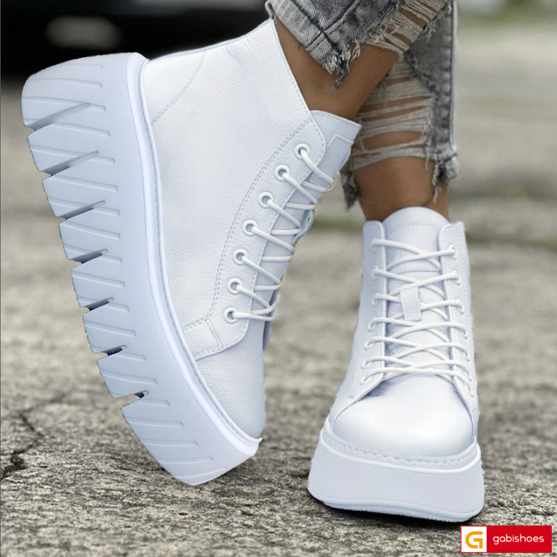 Ghete Sport Dama Piele Naturala Alba Lorena 4095-2