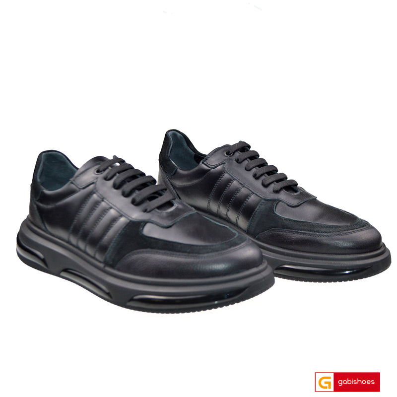 Pantofi Sport Piele Naturala Neagra Gabriel 4023-1