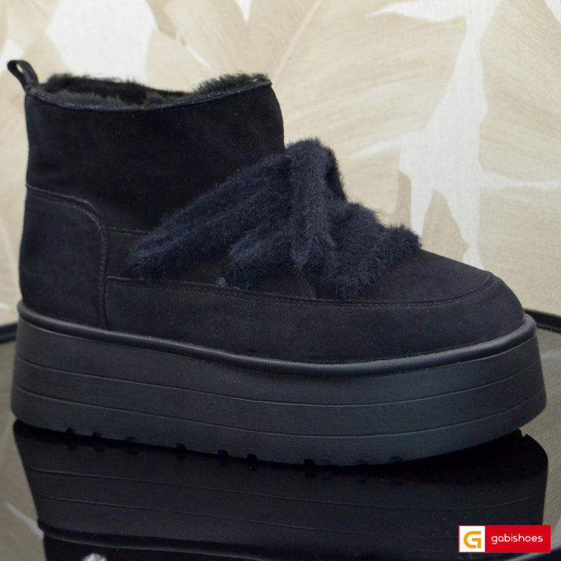 Ghete Dama Piele Naturala Intoarsa Neagra Lorena 4031-1
