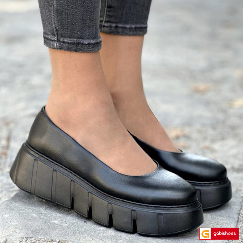Balerini Dama Piele Naturala Neagra Gabriela 3889-1