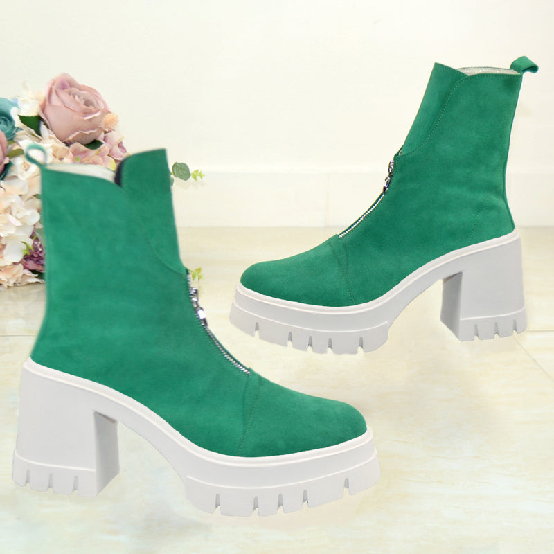 Bocanci Dama Piele Naturala Verde Daria 3069 S
