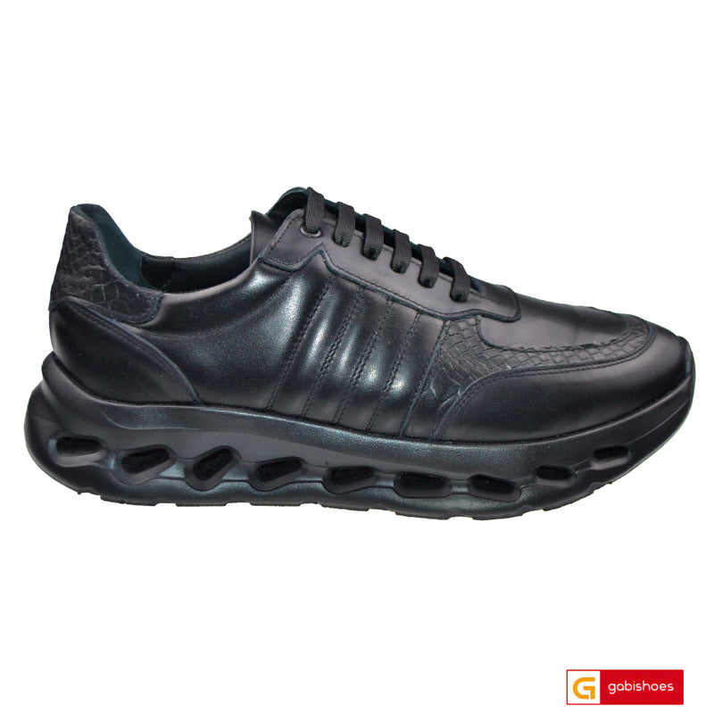 Pantofi Sport Piele Naturala Neagra Gabriel 4024-1