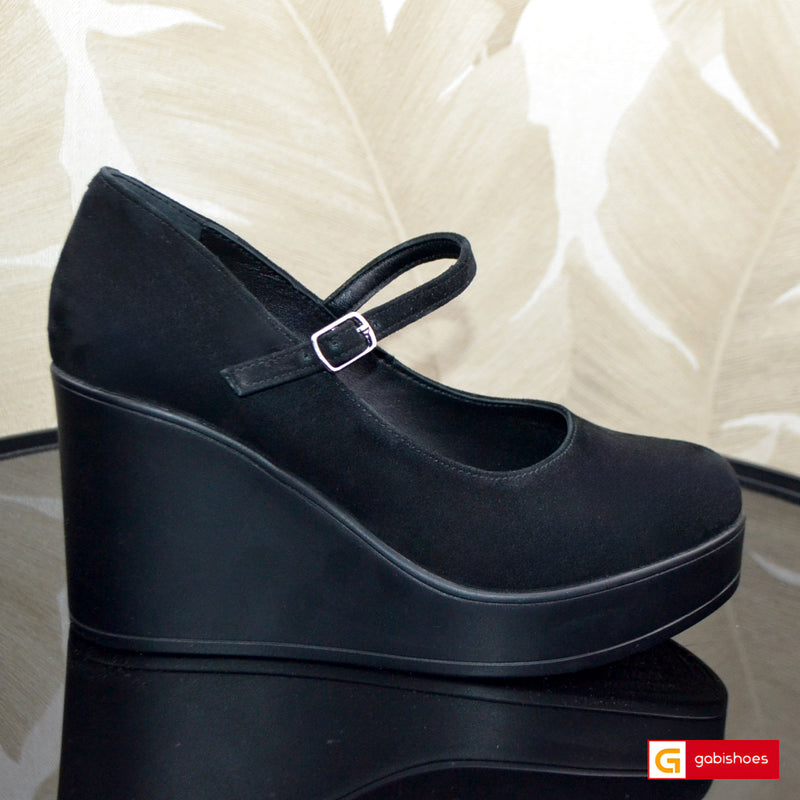 Pantofi Dama Piele Naturala Intoarsa Neagra Lorena 3997-2