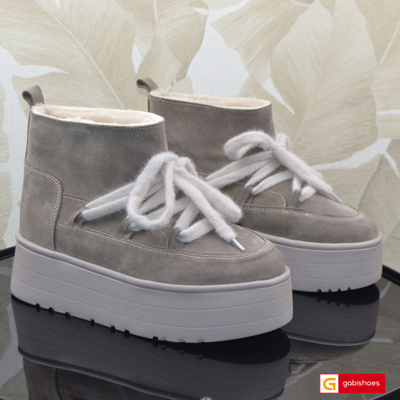 Ghete Dama Piele Naturala Intoarsa Taupe Lorena 4031-4