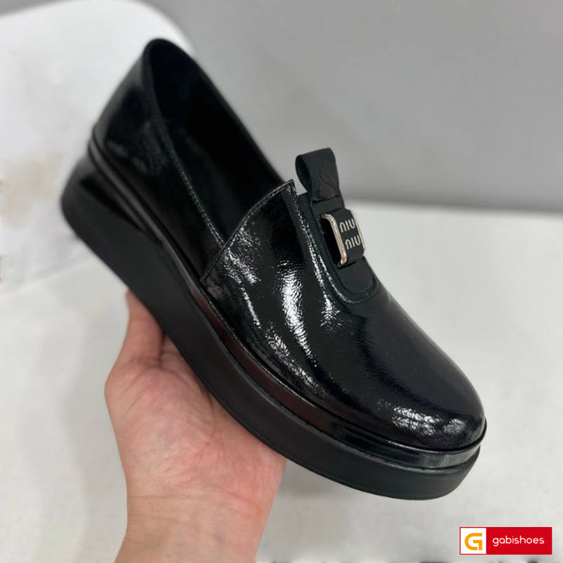 Pantofi Dama Piele Naturala Lacuita Neagra Lorena 3997-2028