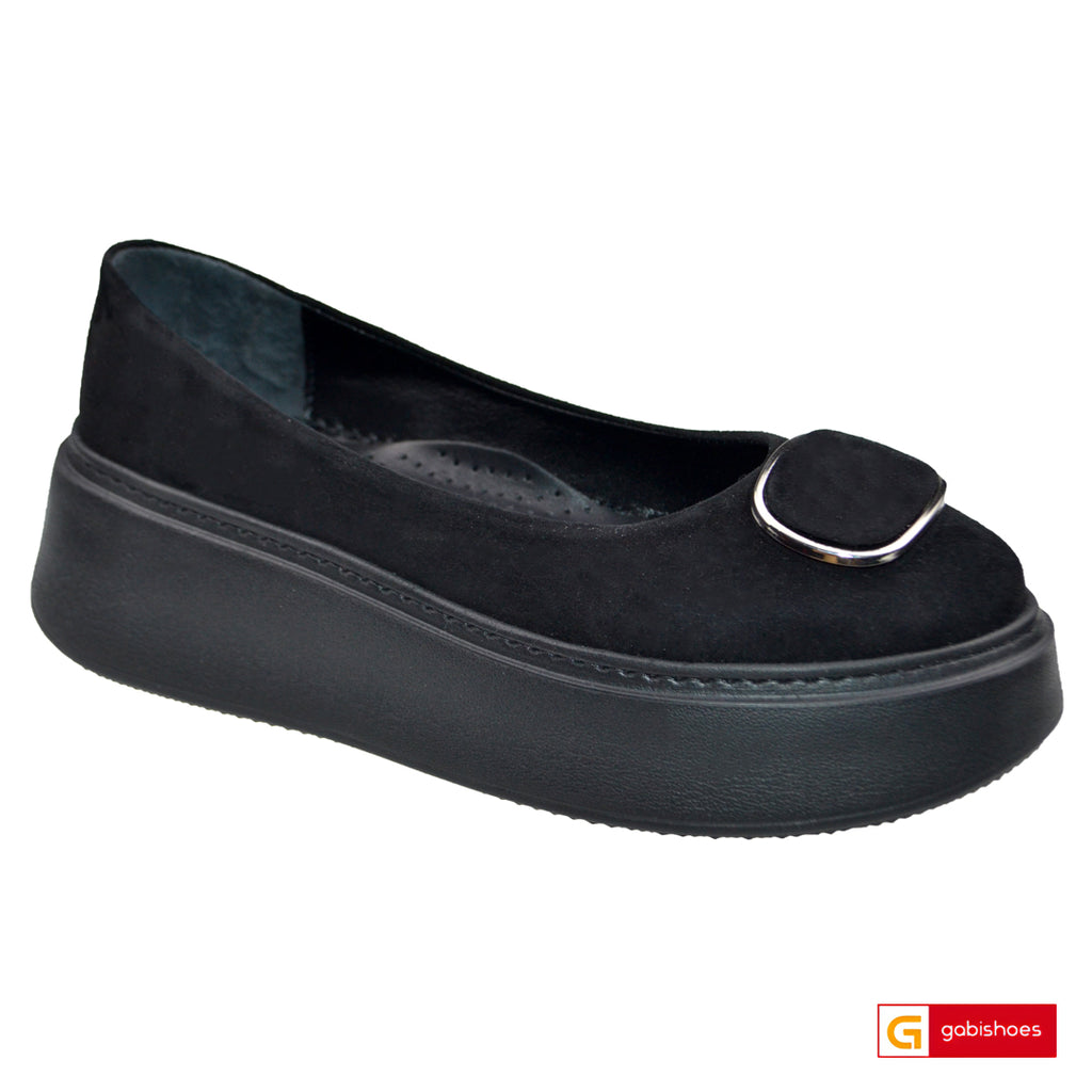 Balerini Piele Naturala Intoarsa Neagra Gabriela 3146-80