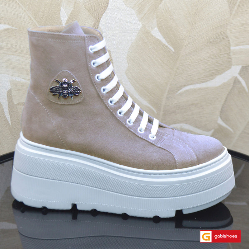 Ghete Sport Dama Piele Naturala Taupe Lorena 3517-17