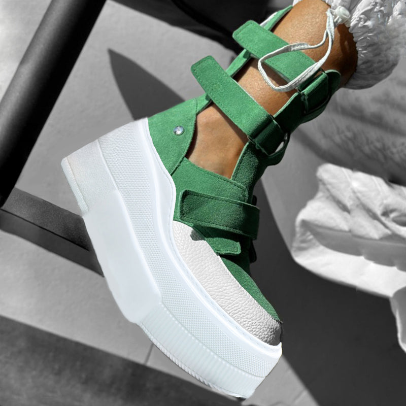 Ghete Sport Dama Piele Naturala Alb cu Verde Lorena 3809-4 TT