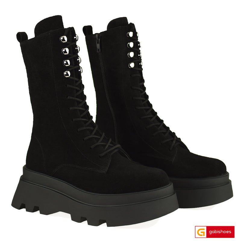 Ghete Piele Naturala Intoarsa Neagra Lorena 1344-7