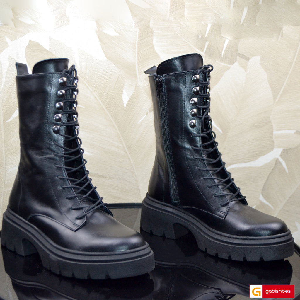 Ghete Piele Naturala Neagra Gabina 4119-1